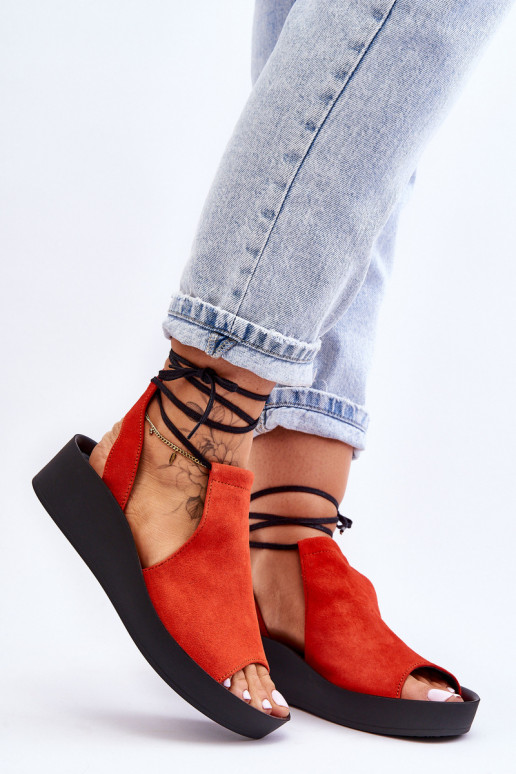 Suede Wedge Sandals Nicole 2743 Orange