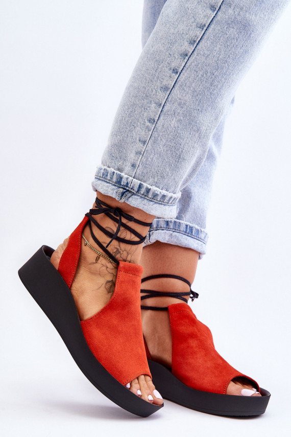 Suede Wedge Sandals Nicole 2743 Orange