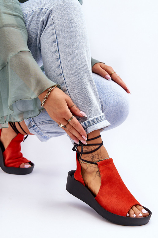 Suede Wedge Sandals Nicole 2743 Orange