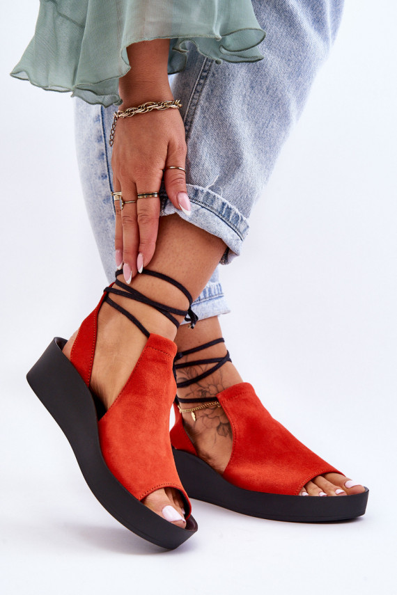 Suede Wedge Sandals Nicole 2743 Orange