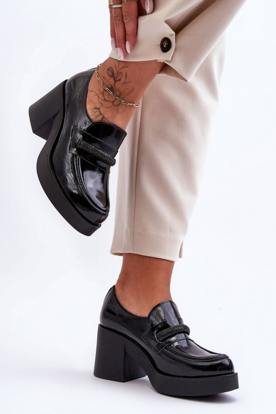 Leather Half-Boots On A Heel With Decoration Black Gelanor