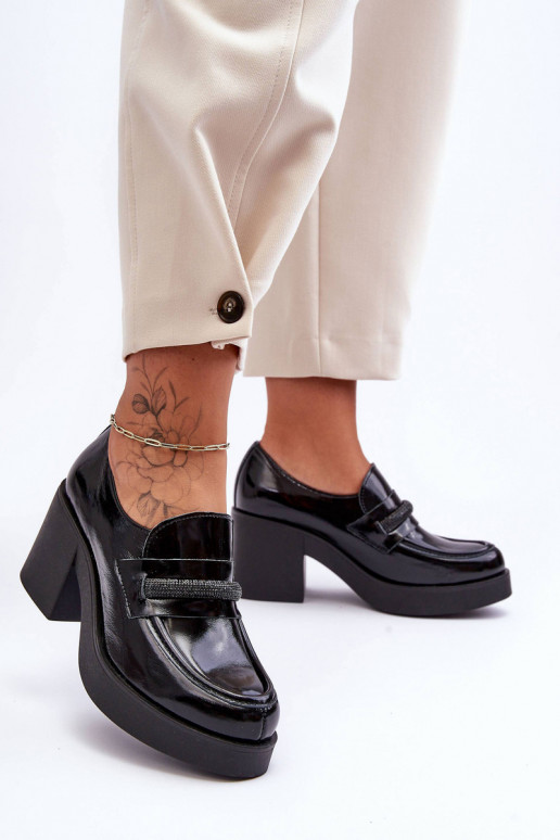 Leather Half-Boots On A Heel With Decoration Black Gelanor