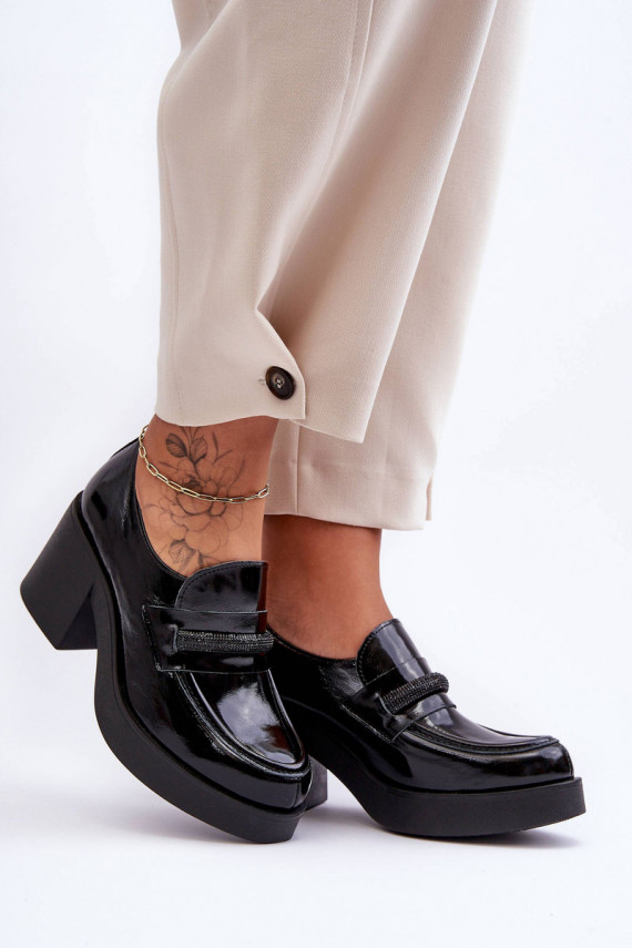Leather Half-Boots On A Heel With Decoration Black Gelanor
