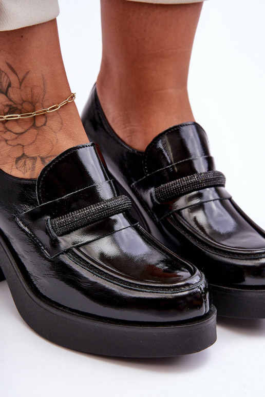 Leather Half-Boots On A Heel With Decoration Black Gelanor