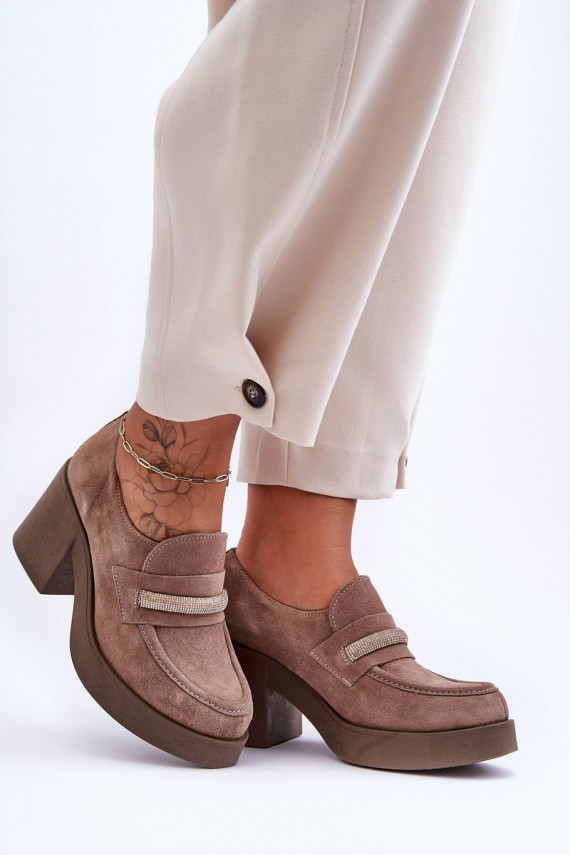 Half-Boots On Heel With Decoration Beige Gelanor