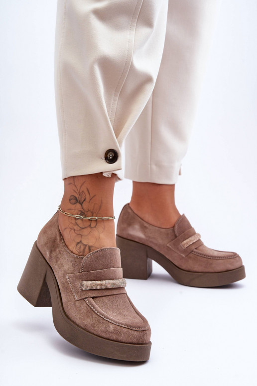 Half-Boots On Heel With Decoration Beige Gelanor