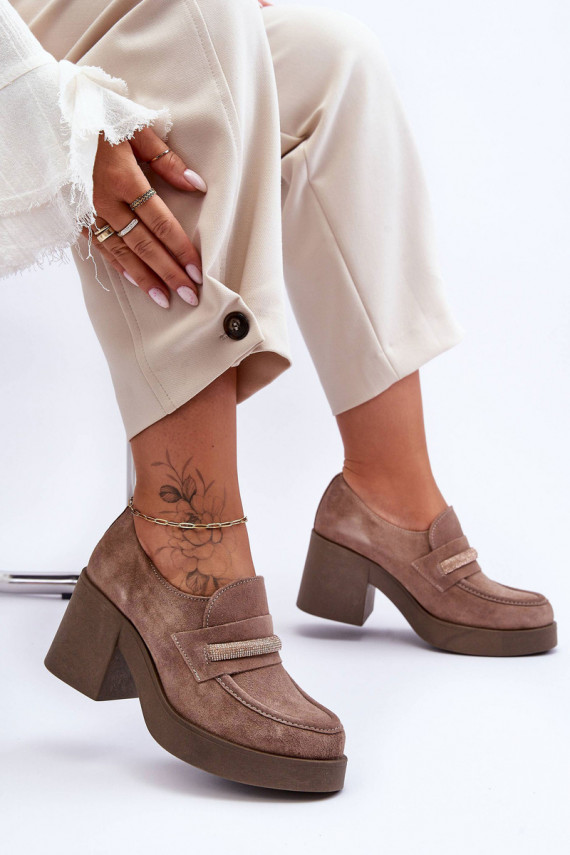 Half-Boots On Heel With Decoration Beige Gelanor