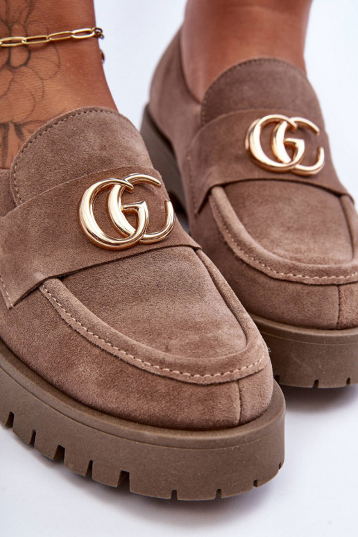 Women's Suede Half-Boots with Dark Beige Ornament Rosefalls