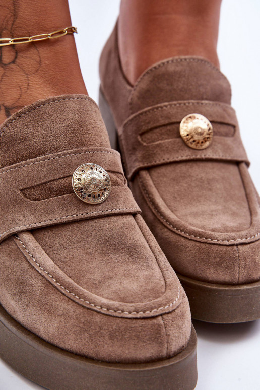 Women's Suede Half Boots on Heel Beige Dunadia
