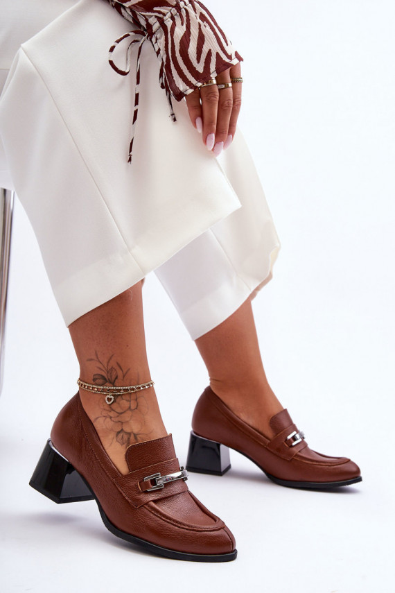 Comfortable Leather Pumps Brown Damira