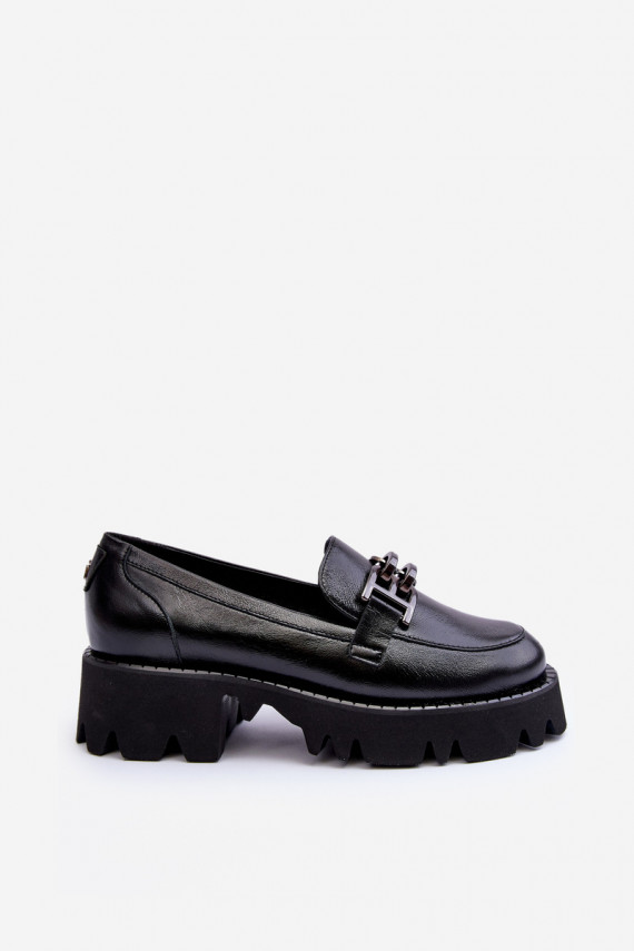Women's Leather Loafers With Decorative Black Lyndani