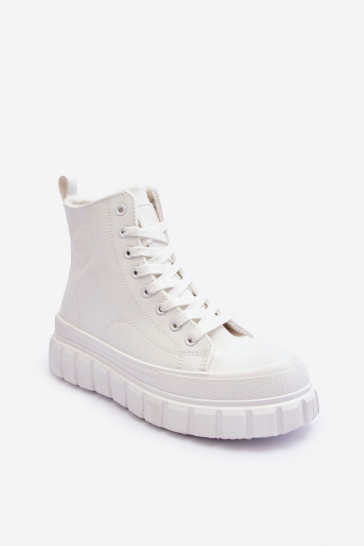 Leather Quilted Lace-up Sneakers Big Star MM274624 White