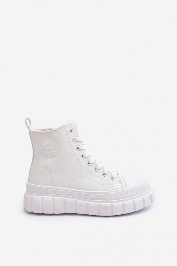 Leather Quilted Lace-up Sneakers Big Star MM274624 White