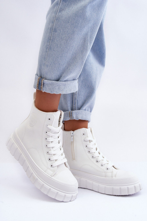 Leather Quilted Lace-up Sneakers Big Star MM274624 White