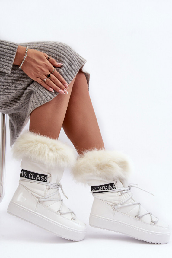 Women's Laced Snow Boots White Santero