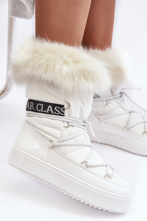 Women's Laced Snow Boots White Santero
