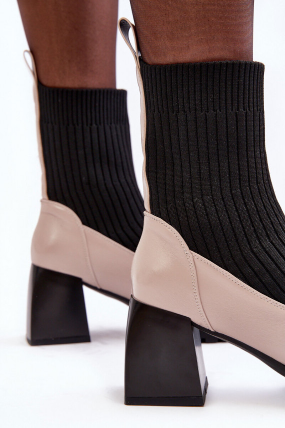 Women's Sock Boots on Heel Beige SBarski MR870-41