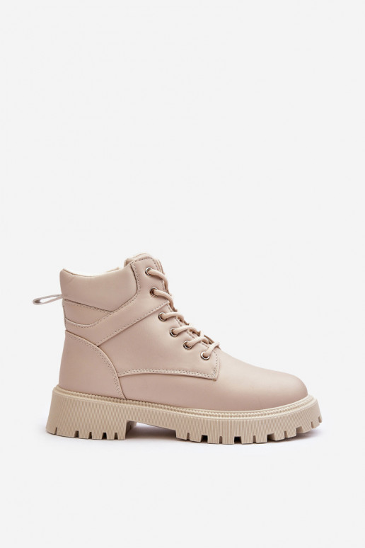 Women's Zipper Fleece-Lined Boots Beige Gremiva