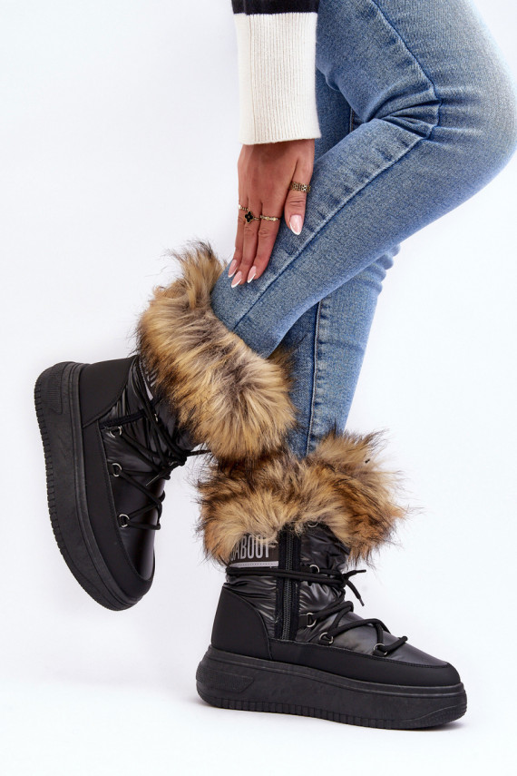 Women's Snow Boots With Fur On Platform Black Nabilla