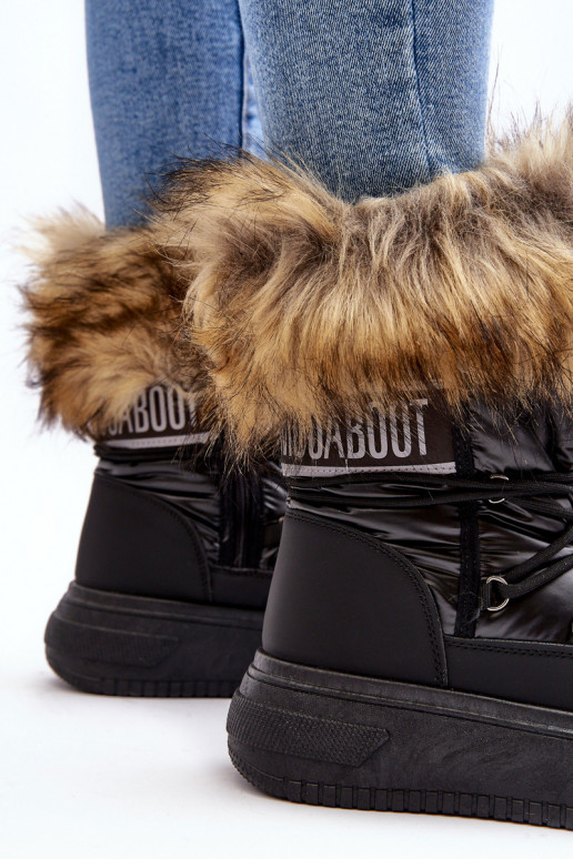 Women's Snow Boots With Fur On Platform Black Nabilla