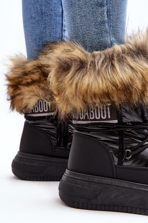 Women's Snow Boots With Fur On Platform Black Nabilla