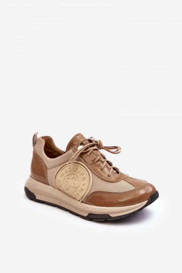 Leather Platform Sport Shoes Maciejka 06191-04 Beige 2