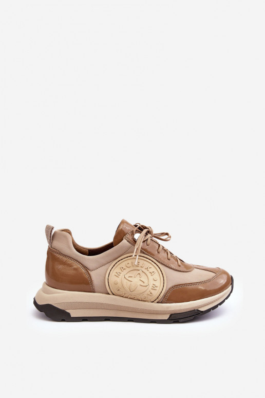 Leather Platform Sport Shoes Maciejka 06191-04 Beige