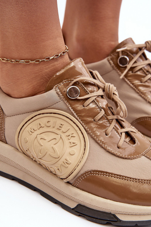 Leather Platform Sport Shoes Maciejka 06191-04 Beige