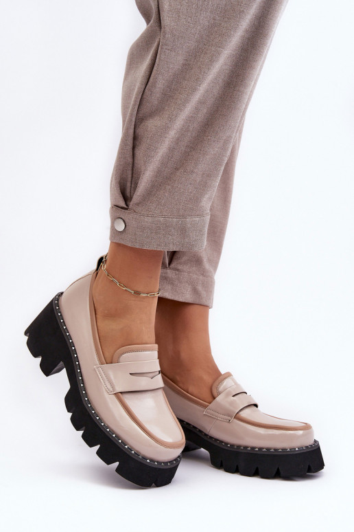 Ladies Leather Moccasins D&A MR870-32 Beige