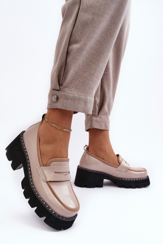 Ladies Leather Moccasins D&A MR870-32 Beige
