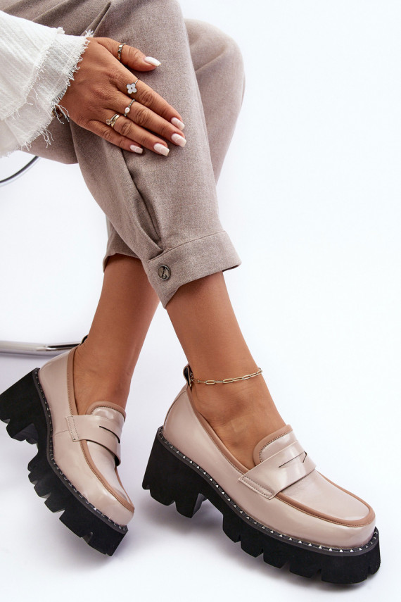 Ladies Leather Moccasins D&A MR870-32 Beige
