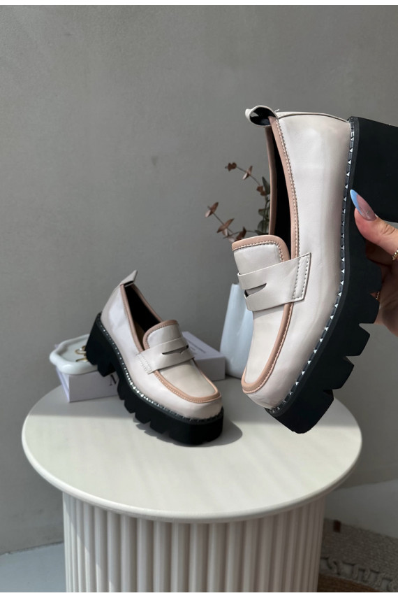 Ladies Leather Moccasins D&A MR870-32 Beige
