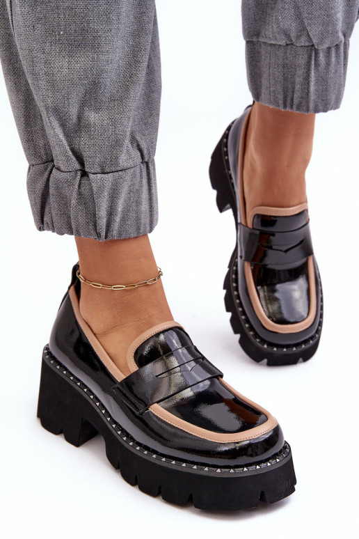 Women's Leather Moccasins D&A MR870-32 Black