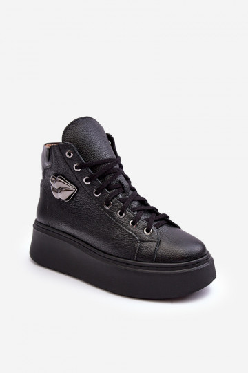 Women's High Zip Sneakers Lemar Black Katerin 2