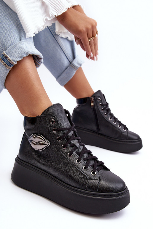 Women's High Zip Sneakers Lemar Black Katerin