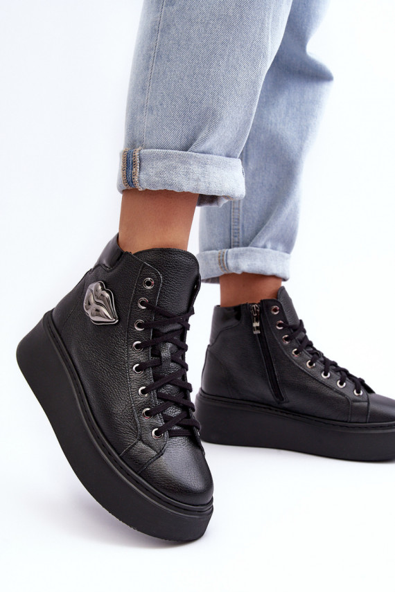 Women's High Zip Sneakers Lemar Black Katerin