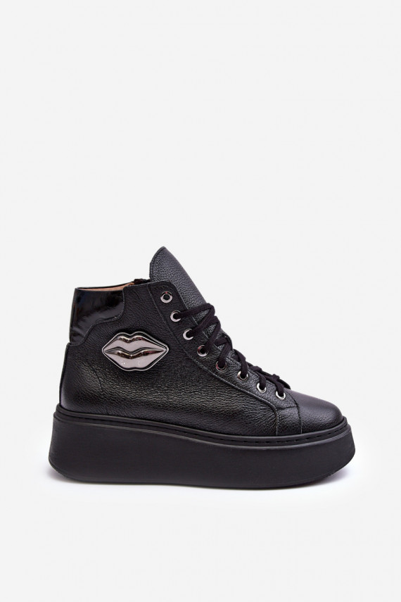 Women's High Zip Sneakers Lemar Black Katerin