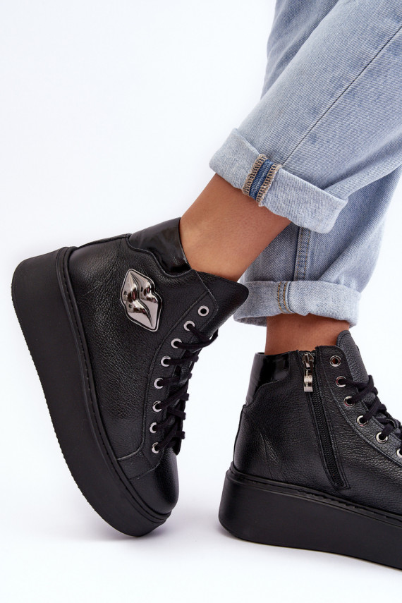Women's High Zip Sneakers Lemar Black Katerin