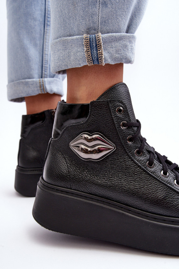 Women's High Zip Sneakers Lemar Black Katerin