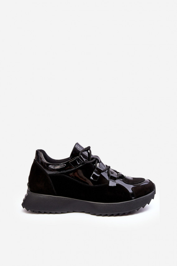 Women's Leather Lacquered Sports Shoes M01/2 Zazoo Black