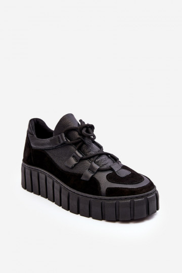 Women's Leather Sport Shoes On Platform M01/1 Zazoo Black 2