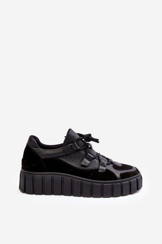 Women's Leather Sport Shoes On Platform M01/1 Zazoo Black