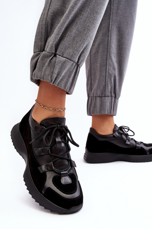 Women's Leather Sports Shoes M01/2 Zazoo Black