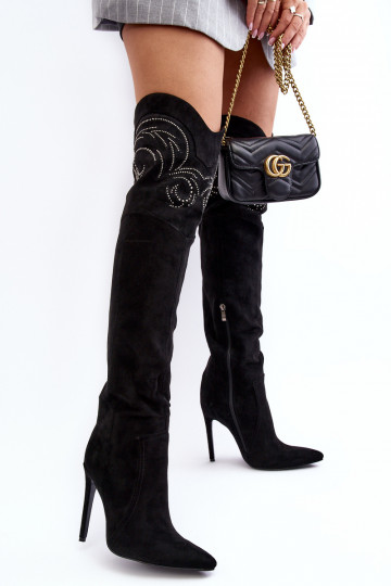 Women's Knee-High Heels Boots Black Vessy 2