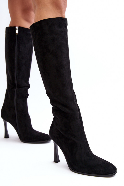 Women's Heeled Fur-Lined Boots Black Isot