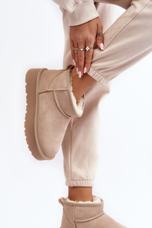 Stylish Low Suede Snow Boots Light Beige Nucca