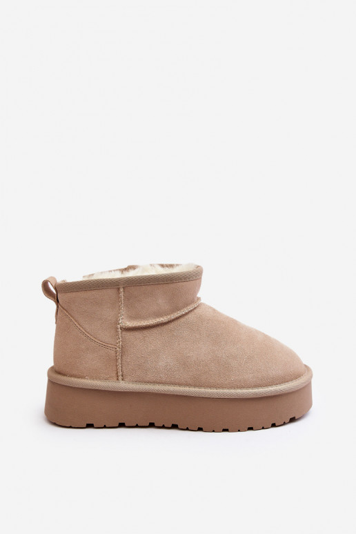 Stylish Low Suede Snow Boots Light Beige Nucca