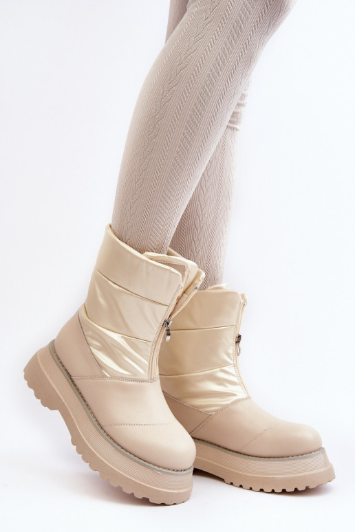 Women's Snow Boots On Thick Sole GOE MM2N4079 Beige