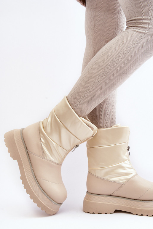 Women's Snow Boots On Thick Sole GOE MM2N4079 Beige