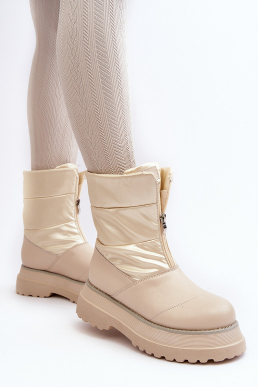 Women's Snow Boots On Thick Sole GOE MM2N4079 Beige
